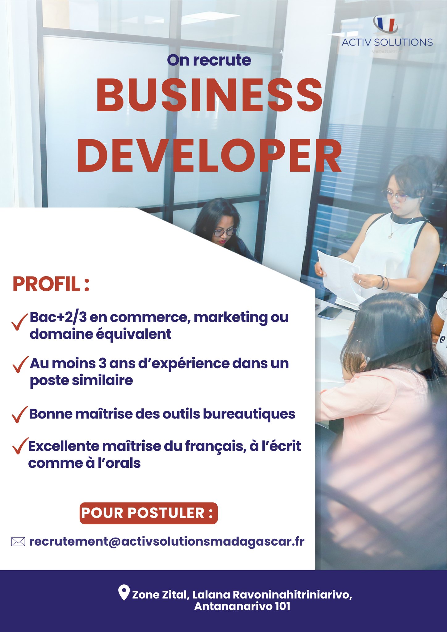 Recrutement pour le poste de Business Developer